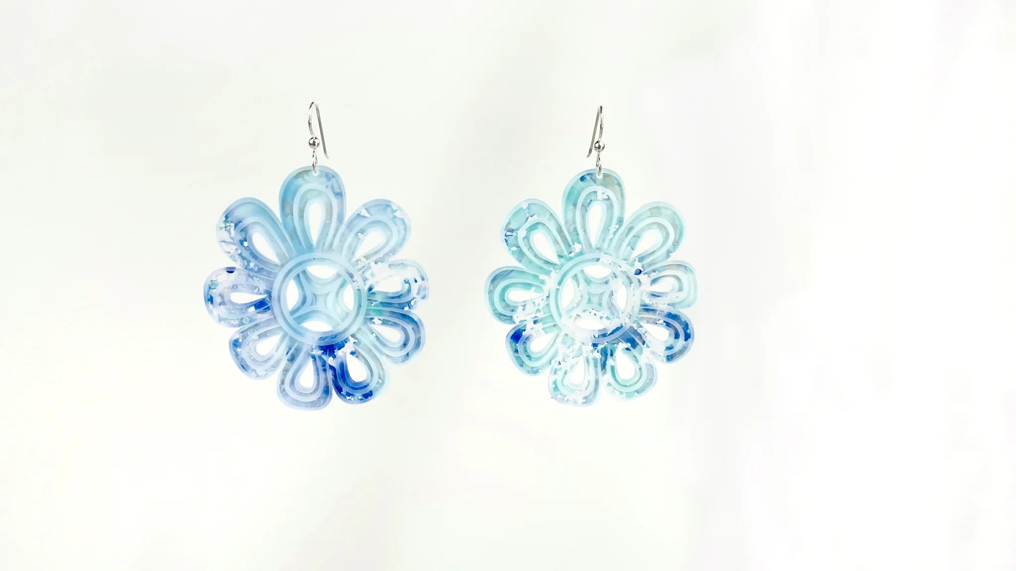 trendy heart stud earrings for girls -ER - Trickster; Flowers, Splatter Turquoise