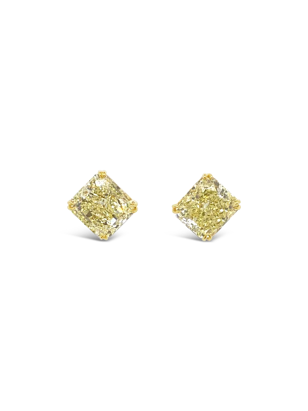 luxury stud earrings for evening wear -Fancy Yellow Diamond Stud Earrings