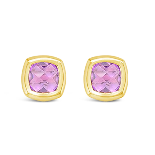 gemstone stud earrings for casual wear -Gold & Amethyst Earrings