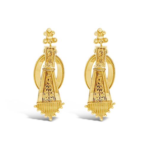 colorful stud earrings for everyday wear -Gold Antique Earrings