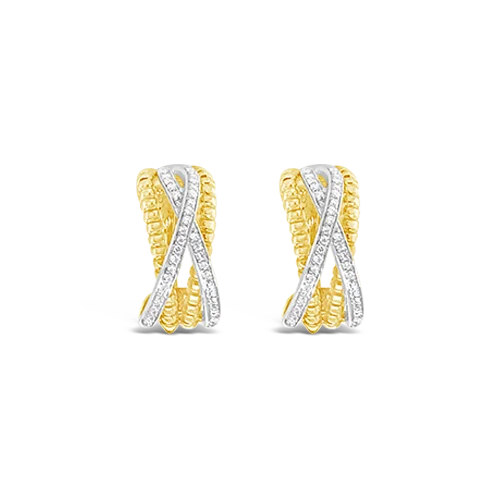 statement stud earrings for fashion lovers -Gold & Diamond Criss Cross Earrings