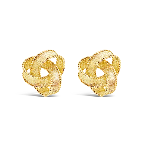 vintage crystal stud earrings for women -Intertwined Gold Ribbon Estate Earrings