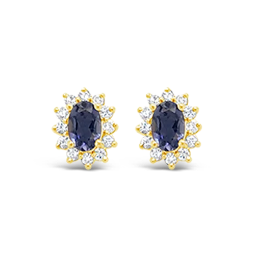 cubic zirconia stud earrings for women -Iolite & Diamond Earrings