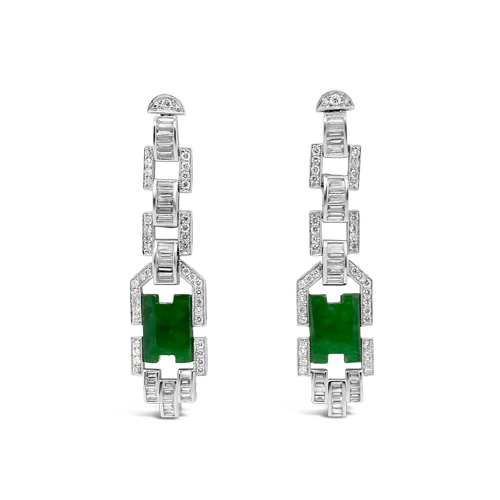 modern gold stud earrings for men -Jade & Diamond Dangle Earrings