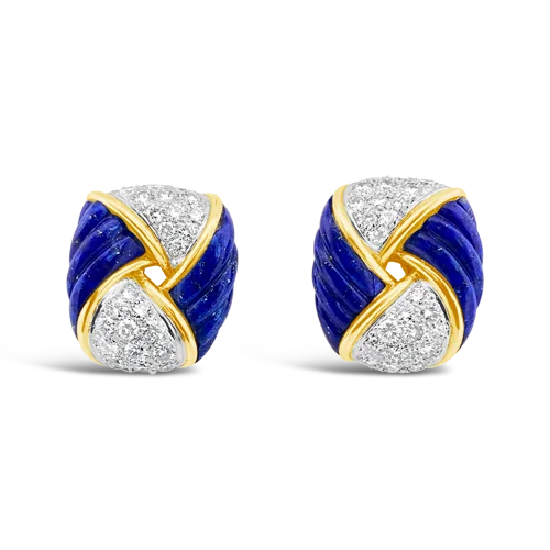 sapphire stud earrings for special occasions -Lapis & Diamond Tiffany Estate Earrings