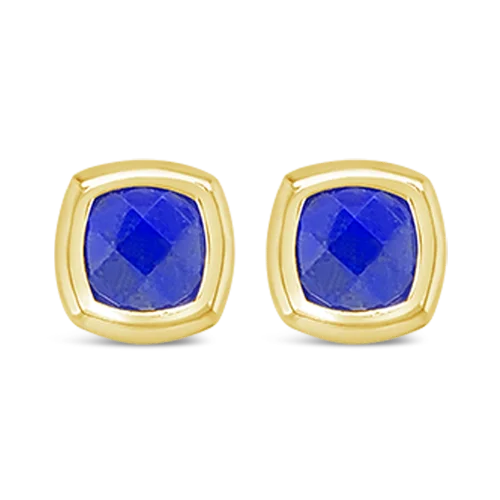 rhinestone stud earrings for fashion lovers -Lapis & Gold Earrings