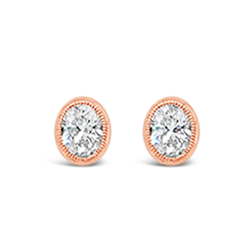 gold ball stud earrings for women -Oval Diamond Earrings