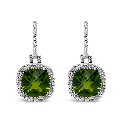 gold stud earrings for women -Peridot & Diamond Dangle Earrings