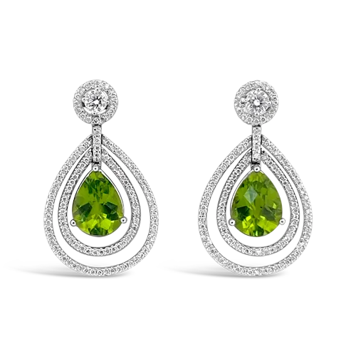 simple stud earrings for sensitive ears -Peridot & Diamond Dangle Earrings