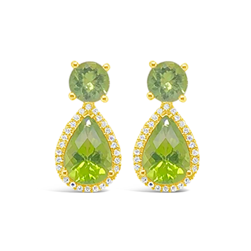 rose gold stud earrings for sensitive ears -Peridot & Diamond Earrings