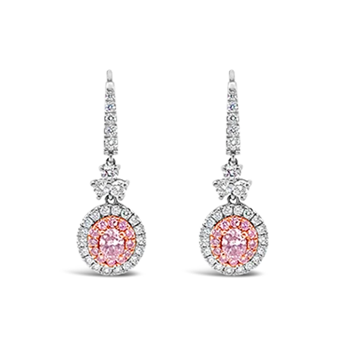 trendy heart stud earrings for girls -Pink Diamond Dangle Earrings