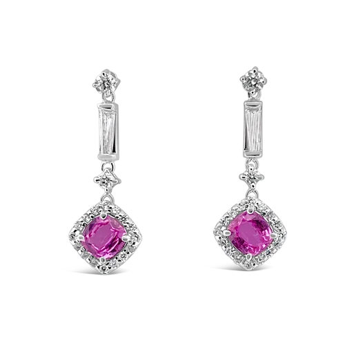 black onyx stud earrings for men -Pink Sapphire & Diamond Dangle Earrings