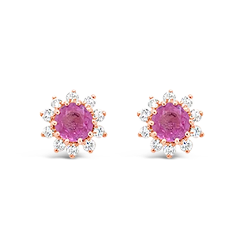 elegant pearl stud earrings for weddings -Pink Sapphire & Diamond Earrings