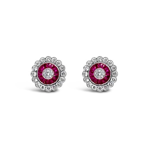 silver heart stud earrings for girls -Pink Sapphire & Diamond Earrings