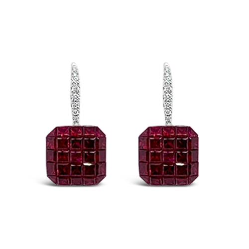 sparkling diamond stud earrings for formal events -Ruby & Diamond Dangle Earrings