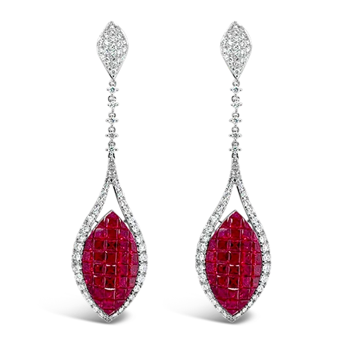 custom gemstone stud earrings for gifts -Ruby & Diamond Dangle Earrings