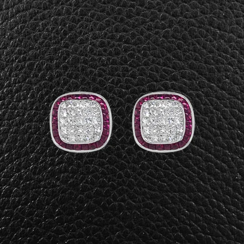 silver star stud earrings for men -Ruby & Diamond Earrings