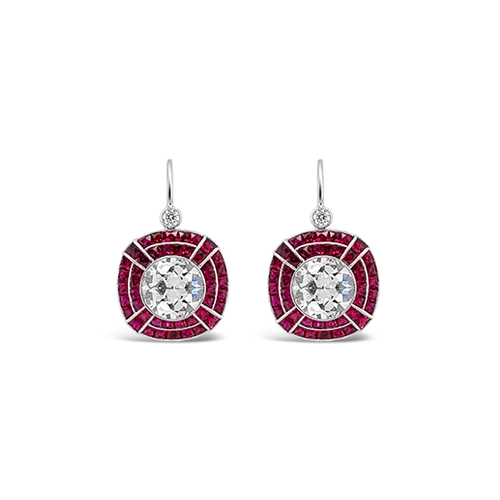 men’s sterling silver stud earrings -Ruby & Diamond Earrings