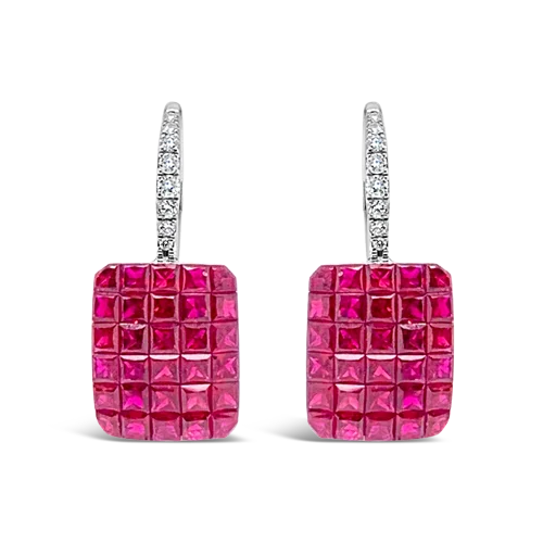 retro stud earrings for women -Ruby & Diamond Earrings