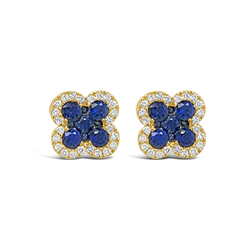 small stud earrings for everyday wear -Sapphire & Diamond Clover Earrings