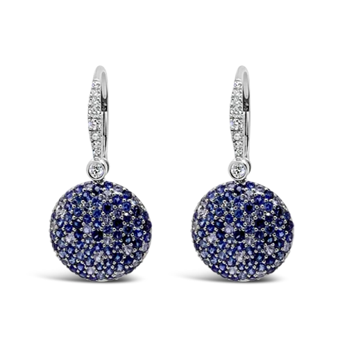 custom initial stud earrings for women -Sapphire & Diamond Dangle Disc Earrings