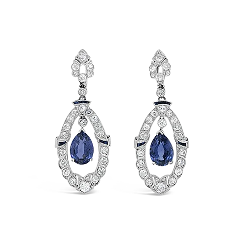 crystal stud earrings for special occasions -Sapphire & Diamond Dangle Earrings