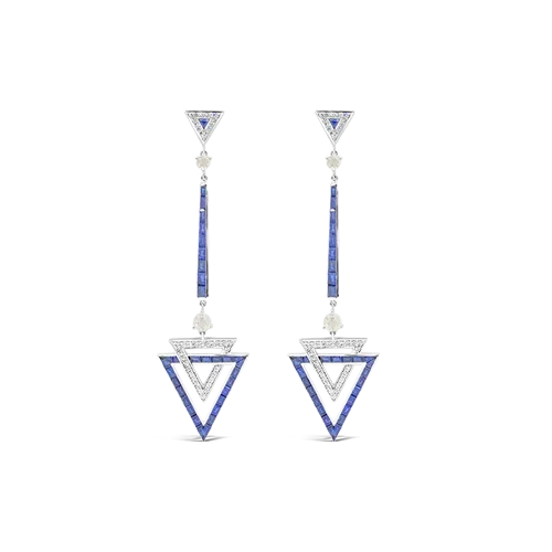 diamond stud earrings for anniversaries -Sapphire & Diamond Dangle Earrings