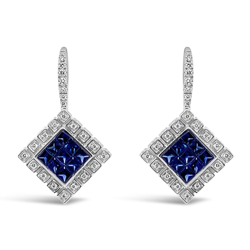 dainty stud earrings for women -Sapphire & Diamond Dangle Earrings