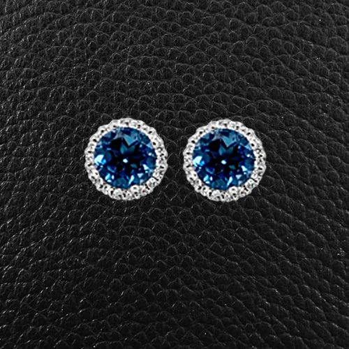 silver stud earrings for men -Sapphire & Diamond Earrings