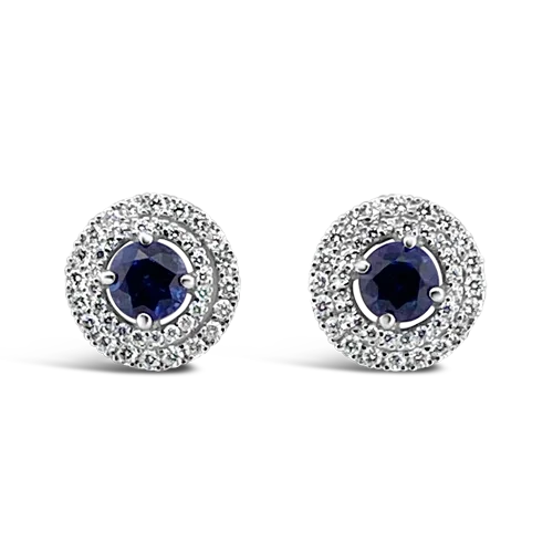 vintage-inspired stud earrings for women -Sapphire & Diamond Earrings