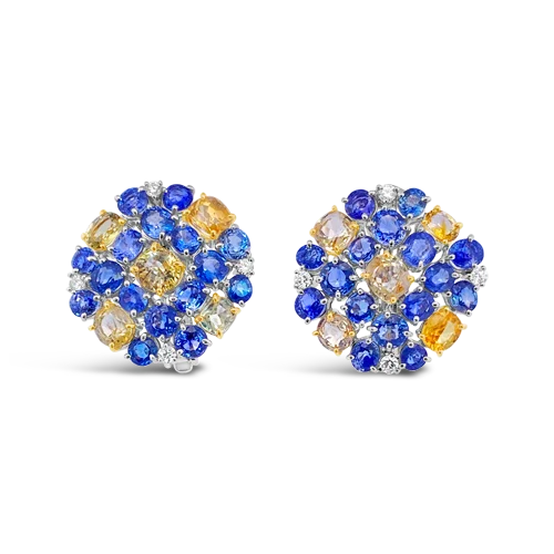 emerald stud earrings for women -Sapphire & Diamond Estate Earrings