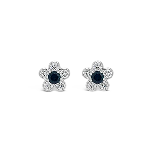 gold and silver stud earrings for women -Sapphire & Diamond Flower Earrings