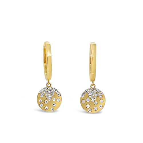 gold ball stud earrings for women -Scattered Diamond Dangle Disc Earrings