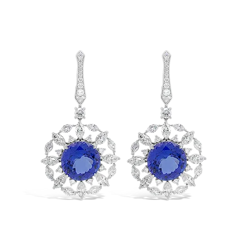 silver stud earrings for men -Tanzanite & Diamond Dangle Earrings