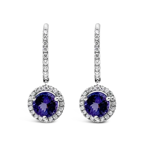 simple stud earrings for sensitive ears -Tanzanite & Diamond Dangle Earrings