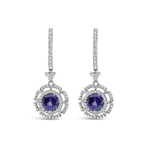 crystal heart stud earrings for gifts -Tanzanite & Diamond Dangle Earrings