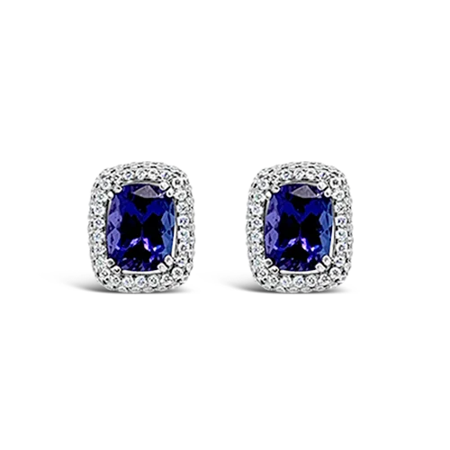 silver star stud earrings for men -Tanzanite & Diamond Earrings