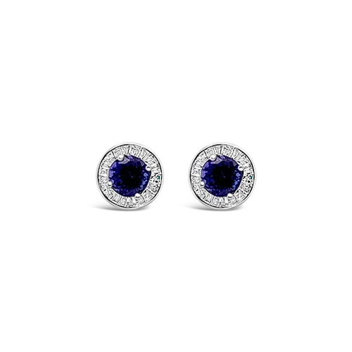 simple gold stud earrings for women -Tanzanite & Diamond Earrings