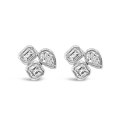 moonstone stud earrings for special events -Triple Diamond Earrings