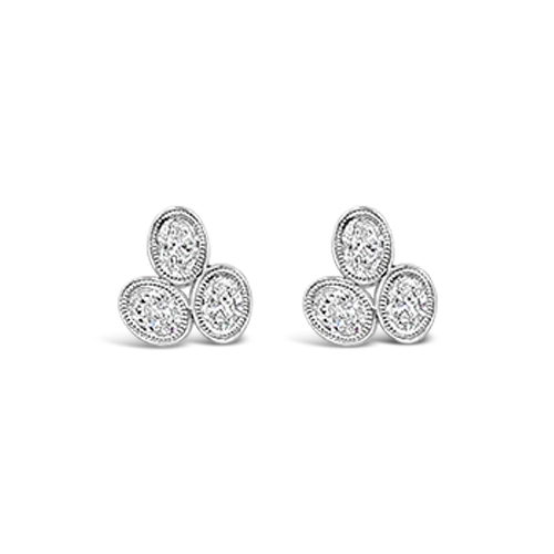 elegant stud earrings for formal events -Triple Oval Diamond Earrings