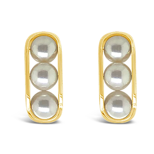 elegant stud earrings for formal events -Triple Pearl Earrings