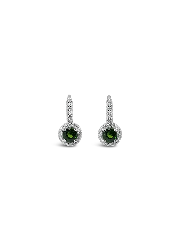 men’s gold stud earrings -Tsavorite & Diamond Earrings