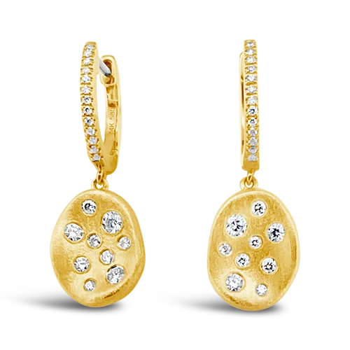 unique stud earrings for fashionistas -Yellow Gold & Diamond Dangle Earrings